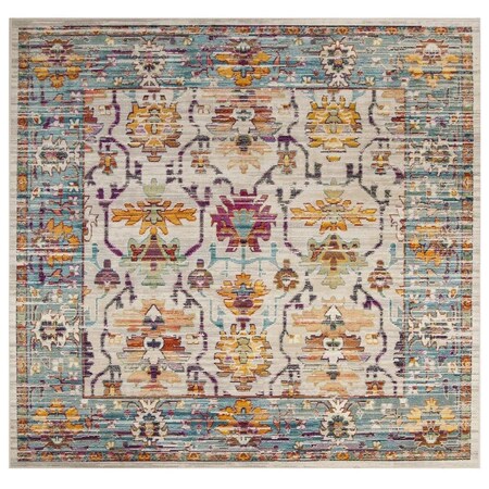 Safavieh Crystal Power Loomed Square Area Rug Cream & Teal - 7 x 7 ft. CRS518G-7SQ
